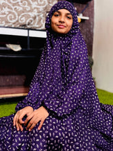 KIDS NAMAZ CHADDAR WITH FULL SLEEVES - ZOYA PURPLE (8 to 11 Years)