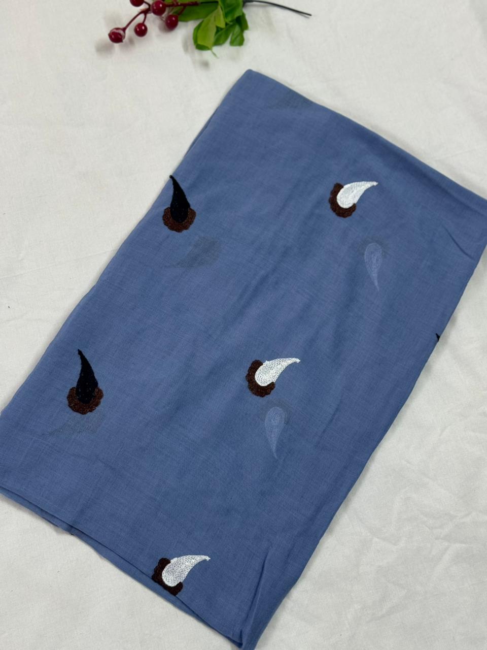 Cone Embroidery Lawn Scarf - Oslo