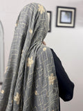 Zara Embroidery Lawn Scarf - Grey