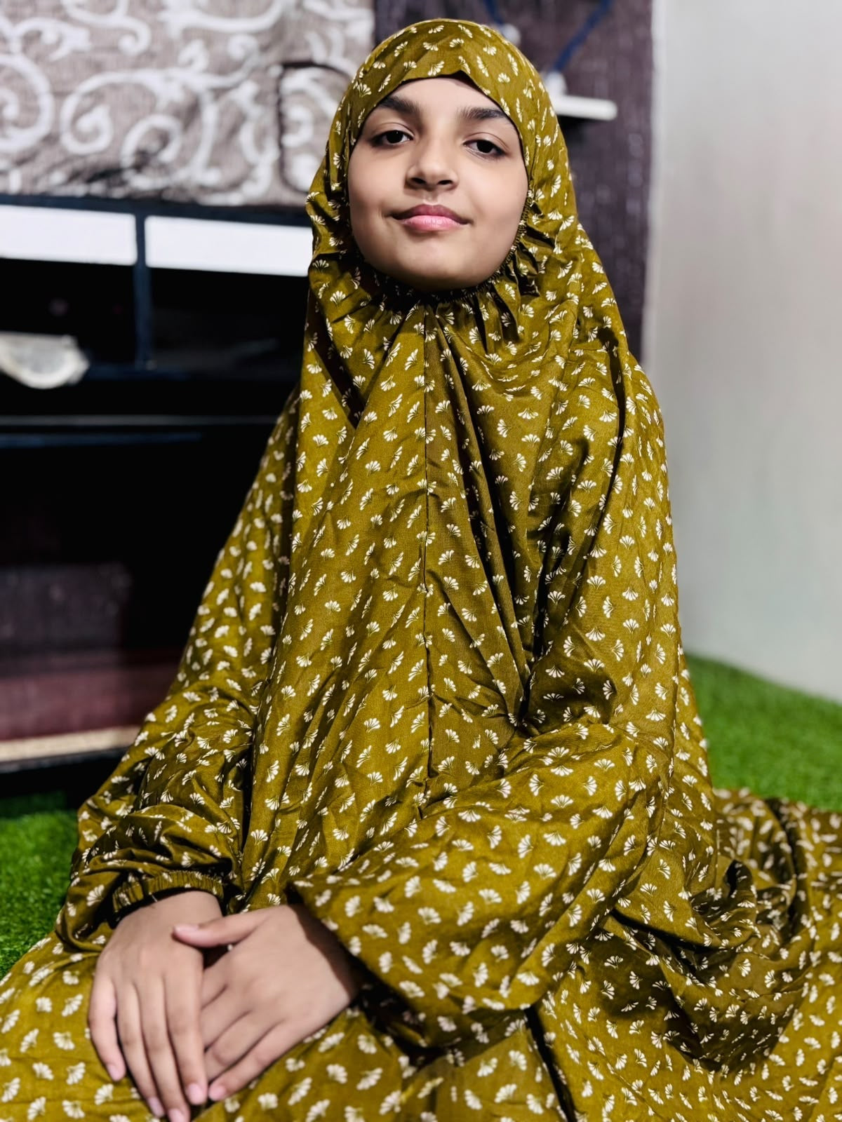 KIDS NAMAZ CHADDAR WITH FULL SLEEVES - ZOYA FRENCH BEIGE 8 to 11 Years