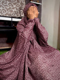 NAMAZ CHADDAR WITH SLEEVES N NIQAB- LEAF ART MAROON - LARGE