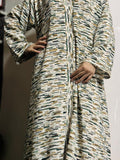 Adults Printed Abaya Front Open Style - ND 5