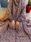 NAMAZ CHADDAR WITH SLEEVES N NIQAB - CURLY RED WITH GREEN MIX LARGE