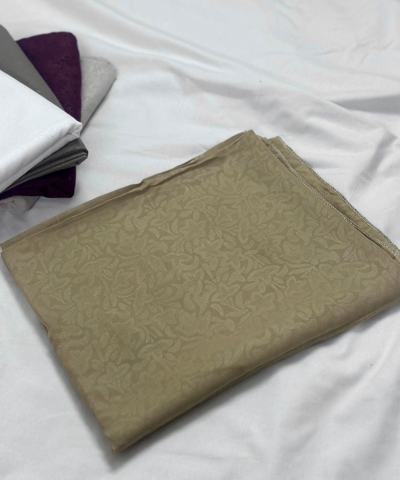 Premium Qualtiy Design Swiss Lawn Chaddar - Brownish Clay XL