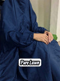 PURE LAWN NAMAZ CHADDAR WITH SLEEVES - PLAIN BLUE LARGE