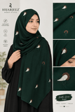 Cone Embroidery Lawn Scarf - Bottle Green