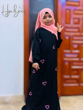 Kids Abaya Front Open Style - Emb Hearts