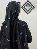 Silver Tulips Embroidery Lawn Scarf - Black