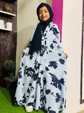 Kids Abaya Front Open Style - Black Softy Flora