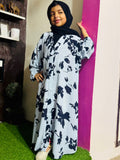 Kids Abaya Front Open Style - Black Softy Flora