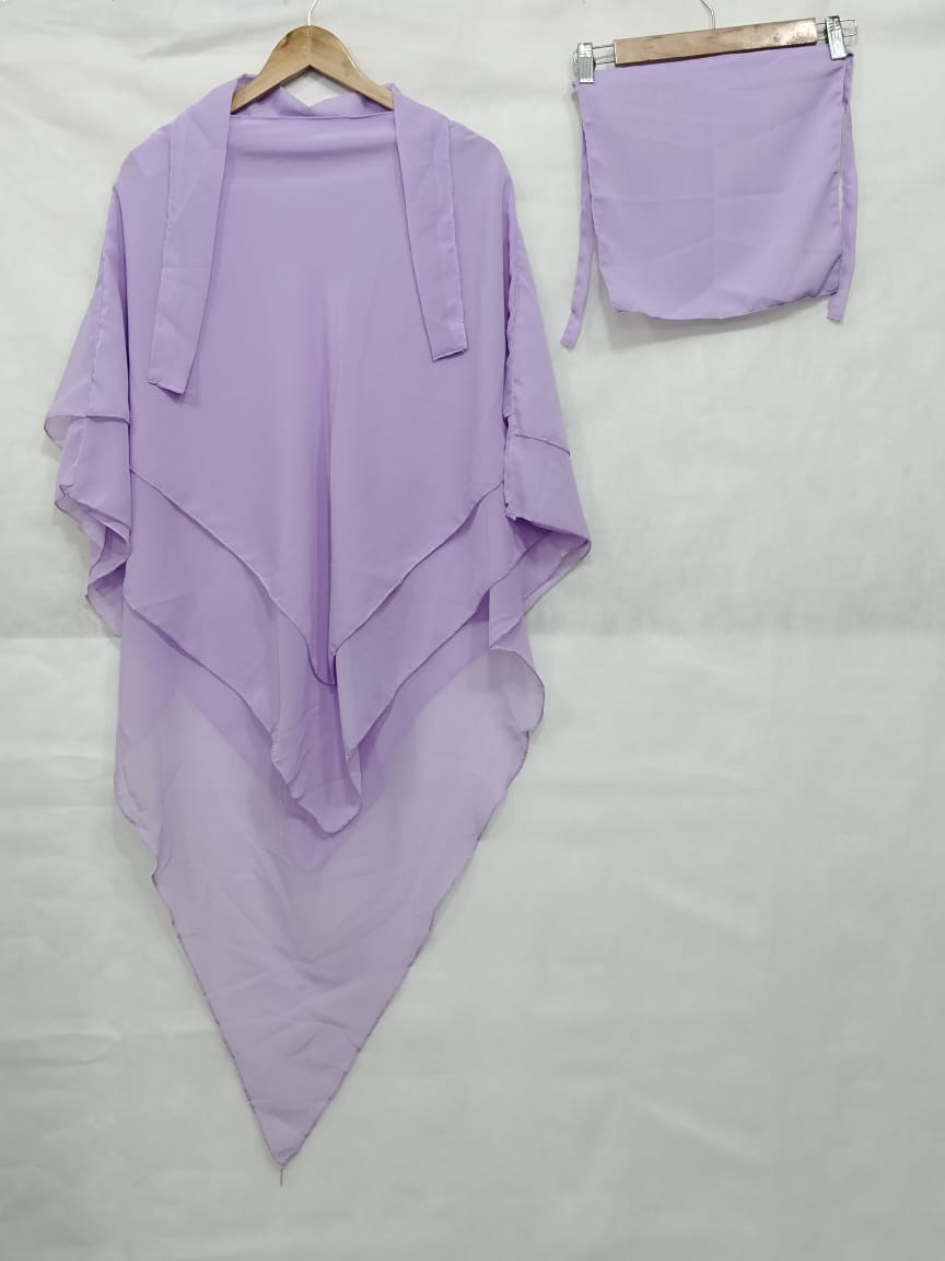 KHIMAR HIJAB WITH NIQAB- LAVENDER 3 Layers