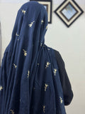 Tulips Embroidery Lawn Scarf - Navy
