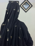 Tulips Embroidery Lawn Scarf - Black