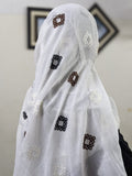 Diamond Embroidery Lawn Scarf - White