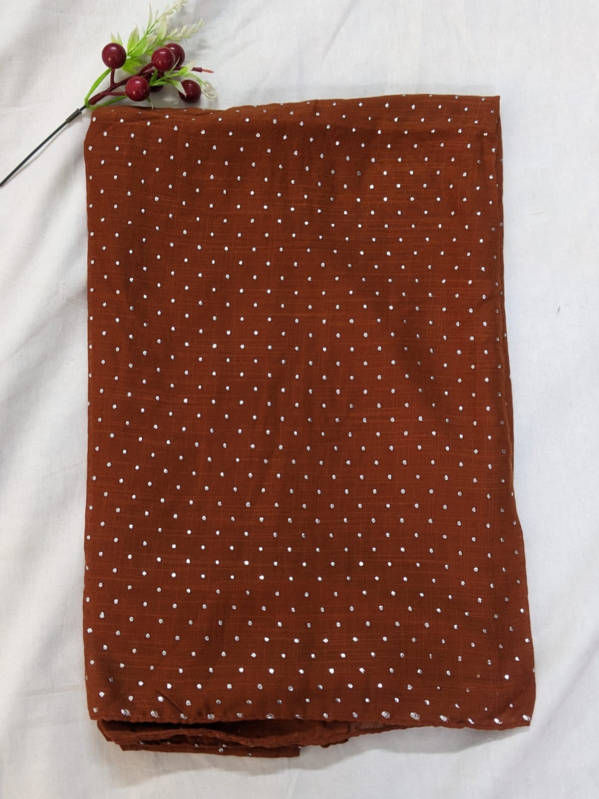 SILVER FOIL DOTTED LAWN - RUSTY BROWN