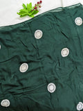 Wheel Embroidery Lawn Scarf - Bottle Green