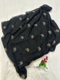 Lurex Leaf Embroidery Lawn Scarf - Black