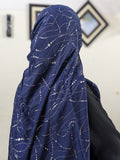 Turkish Lawn Silver Foil Print - Sequins Navy