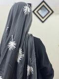 Lilly Embroidery Lawn Scarf - Dark Grey