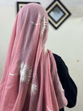 Lilly Embroidery Lawn Scarf - Daisy Pink