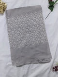 Wide Embroidery Lawn Scarf - Mid Grey