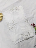 Bunch Flora Embroidery Lawn Scarf - White