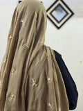 Tulips Embroidery Lawn Scarf - Greyish Brown