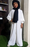 Kids Abaya Front Open Style - Plain White
