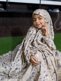 KIDS NAMAZ CHADDAR WITH FULL SLEEVES - GREY ELITE FLORAL 5 to 7 Years