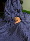 NAMAZ CHADDAR WITH SLEEVES N NIQAB - BLUE POLKA DOTS LARGE