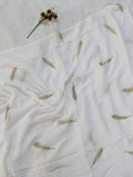 Lurex Feather Embroidery Lawn Scarf - White