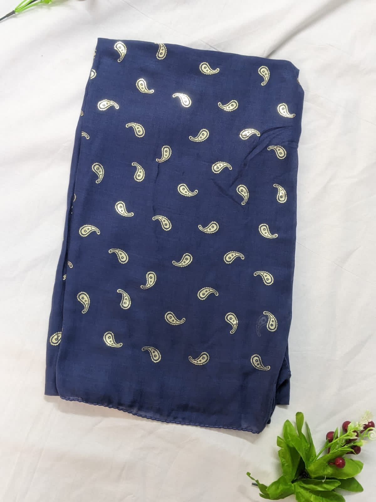 Pure Lawn Beans Foil Print - Steel Blue