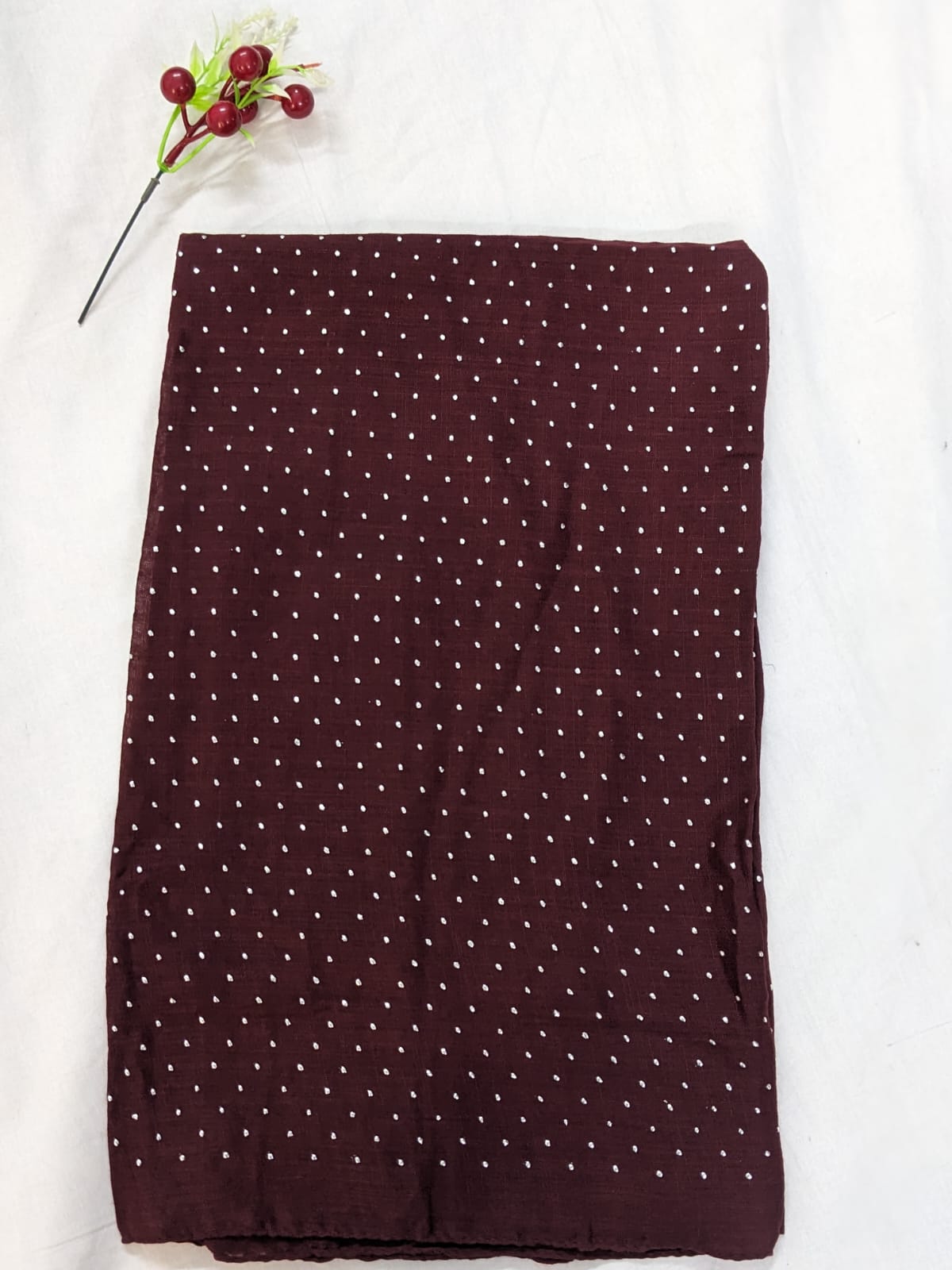 SILVER FOIL DOTTED LAWN - VELVET MAROON