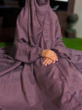 NAMAZ CHADDAR WITH SLEEVES N NIQAB - MAROON POLKA DOTS LARGE