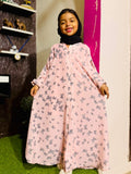 Kids Abaya Front Open Style - Pinky Multi Butterfies