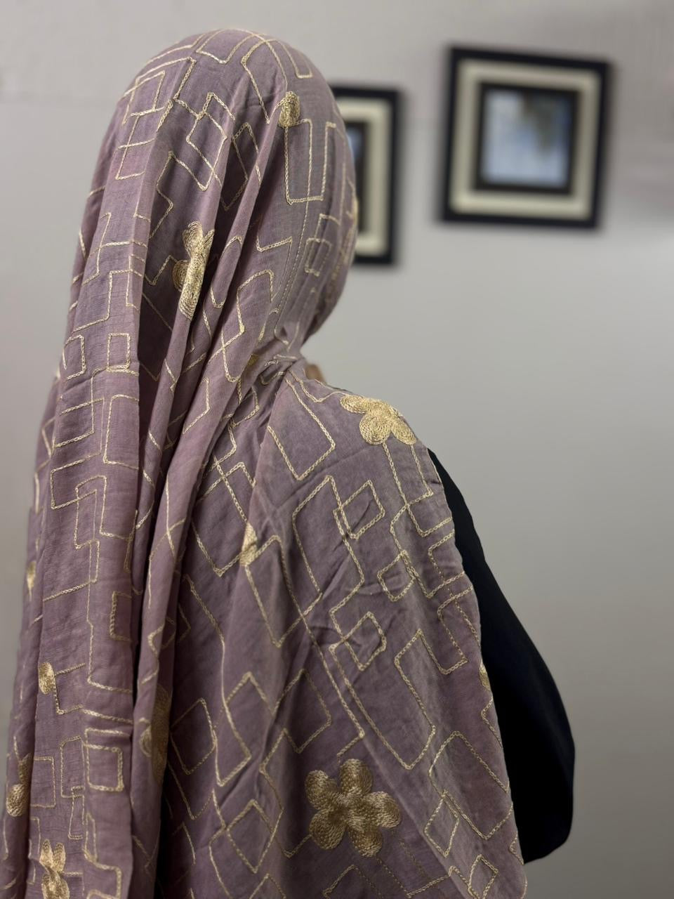 Zara Embroidery Lawn Scarf - Spun Pearl