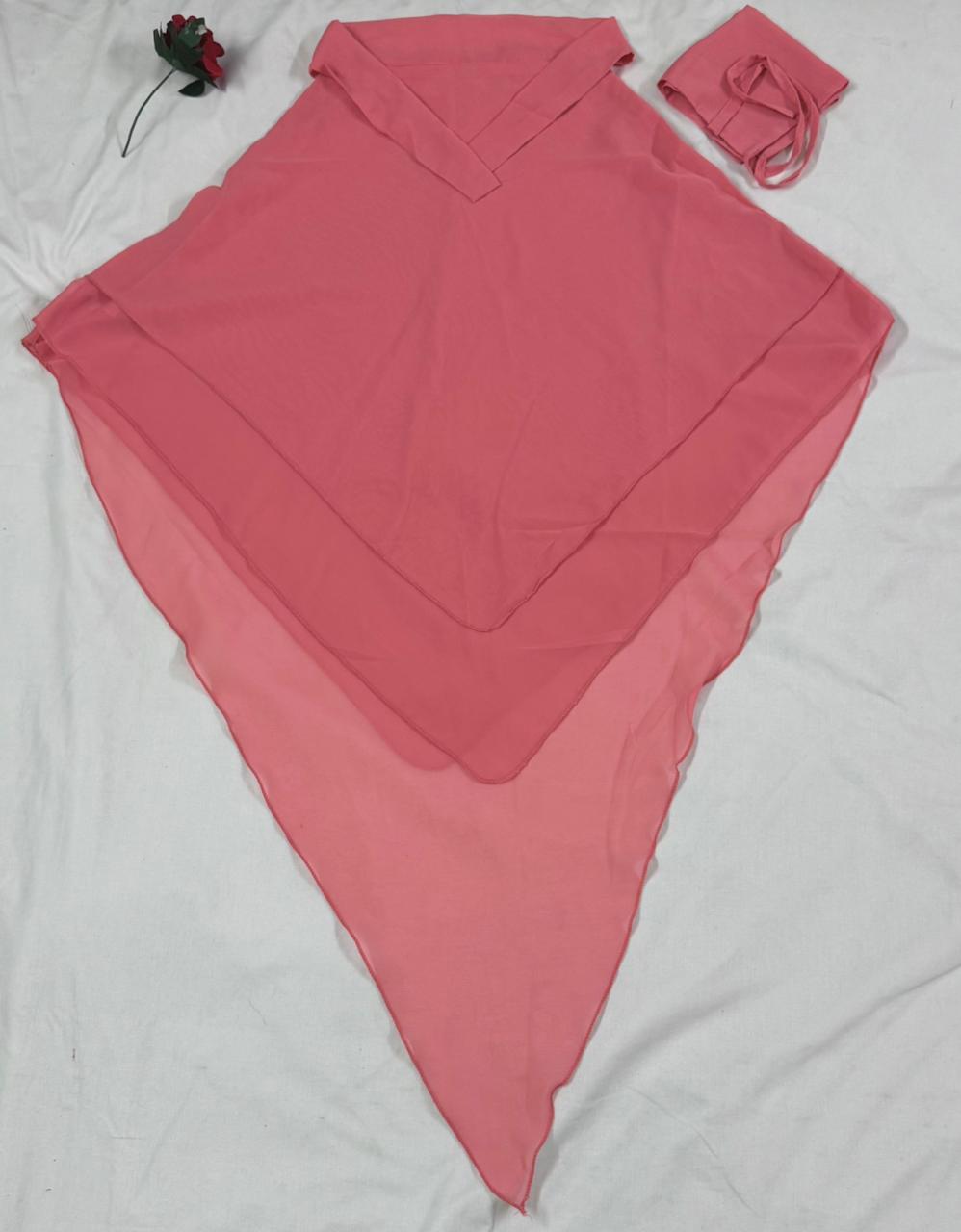 KHIMAR HIJAB WITH NIQAB- DAISY PINK 3 Layers