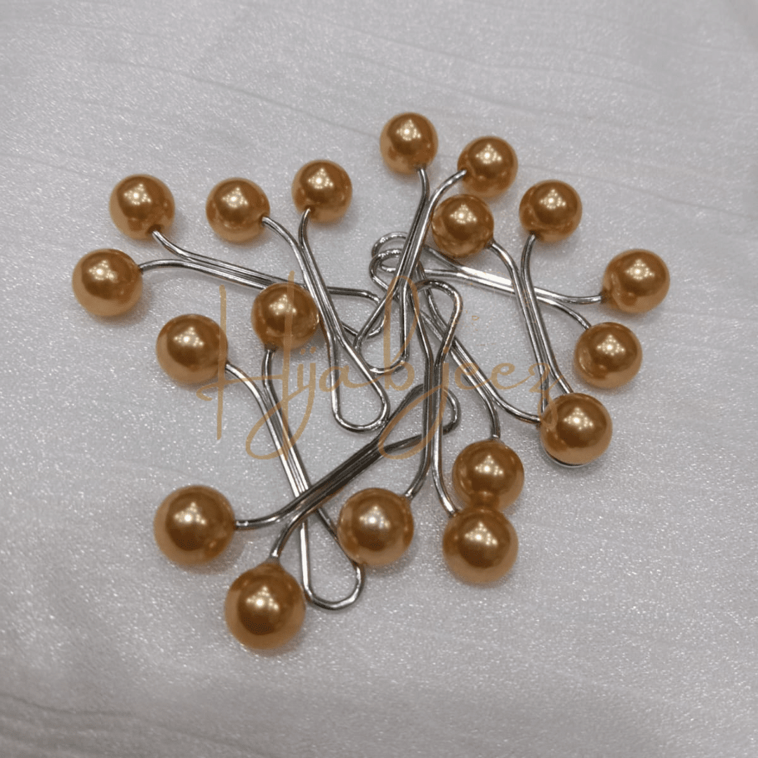 Scarf Fixed Clips Faux Pearl Design - GOLDEN PACK OF 4