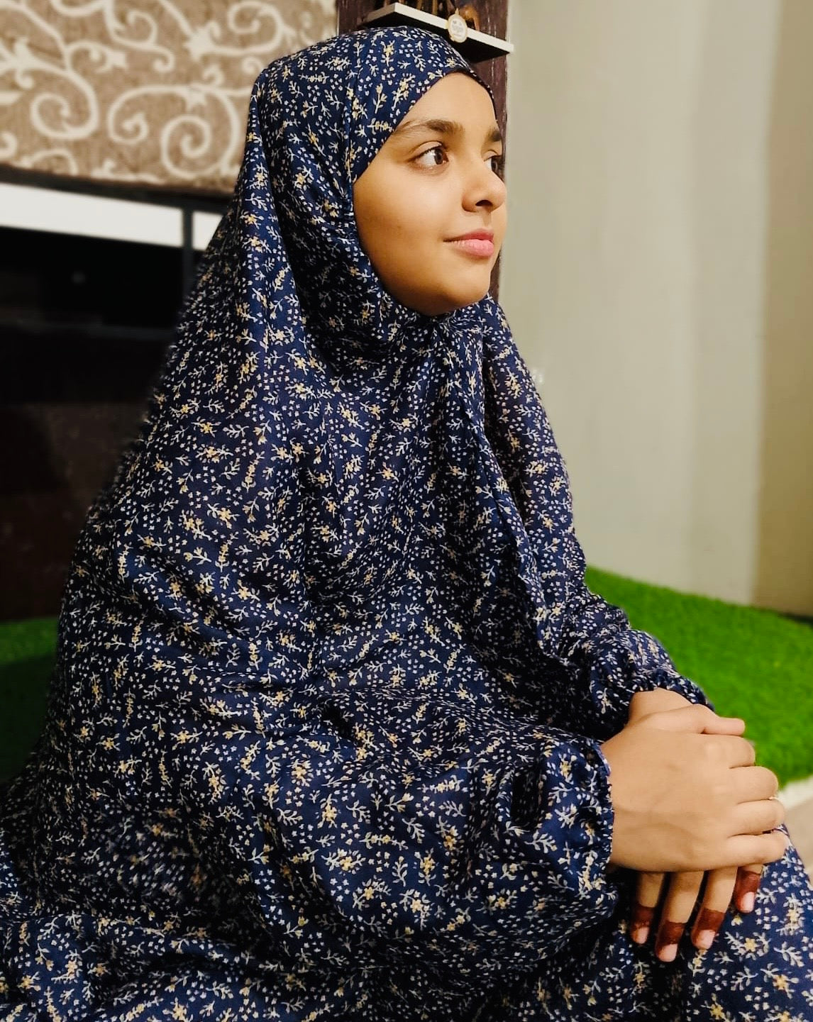 KIDS NAMAZ CHADDAR WITH FULL SLEEVES - GALAXY BLUE 12 to 14 Years