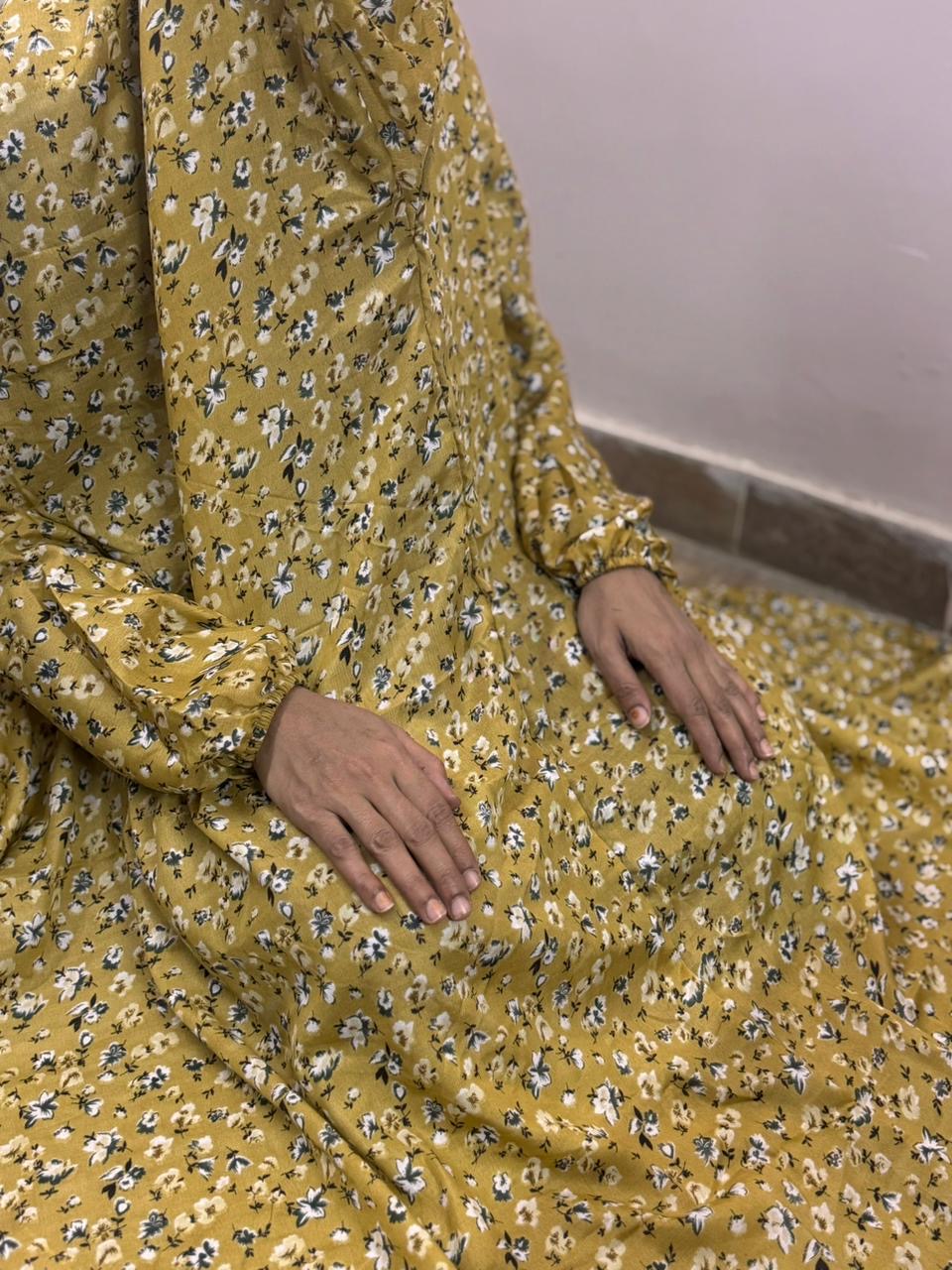 KIDS NAMAZ CHADDAR WITH FULL SLEEVES - NOOR IN FRENCH BEIGE 12 to 14 Years