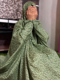 NAMAZ CHADDAR WITH SLEEVES N NIQAB- LEAF ART GREEN - LARGE
