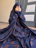 NAMAZ CHADDAR WITH SLEEVES N NIQAB - BLUE WITH CALLIGRAPHY x XL