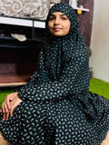 KIDS NAMAZ CHADDAR WITH FULL SLEEVES - ZOYA BLACK (8 to 11 Years)