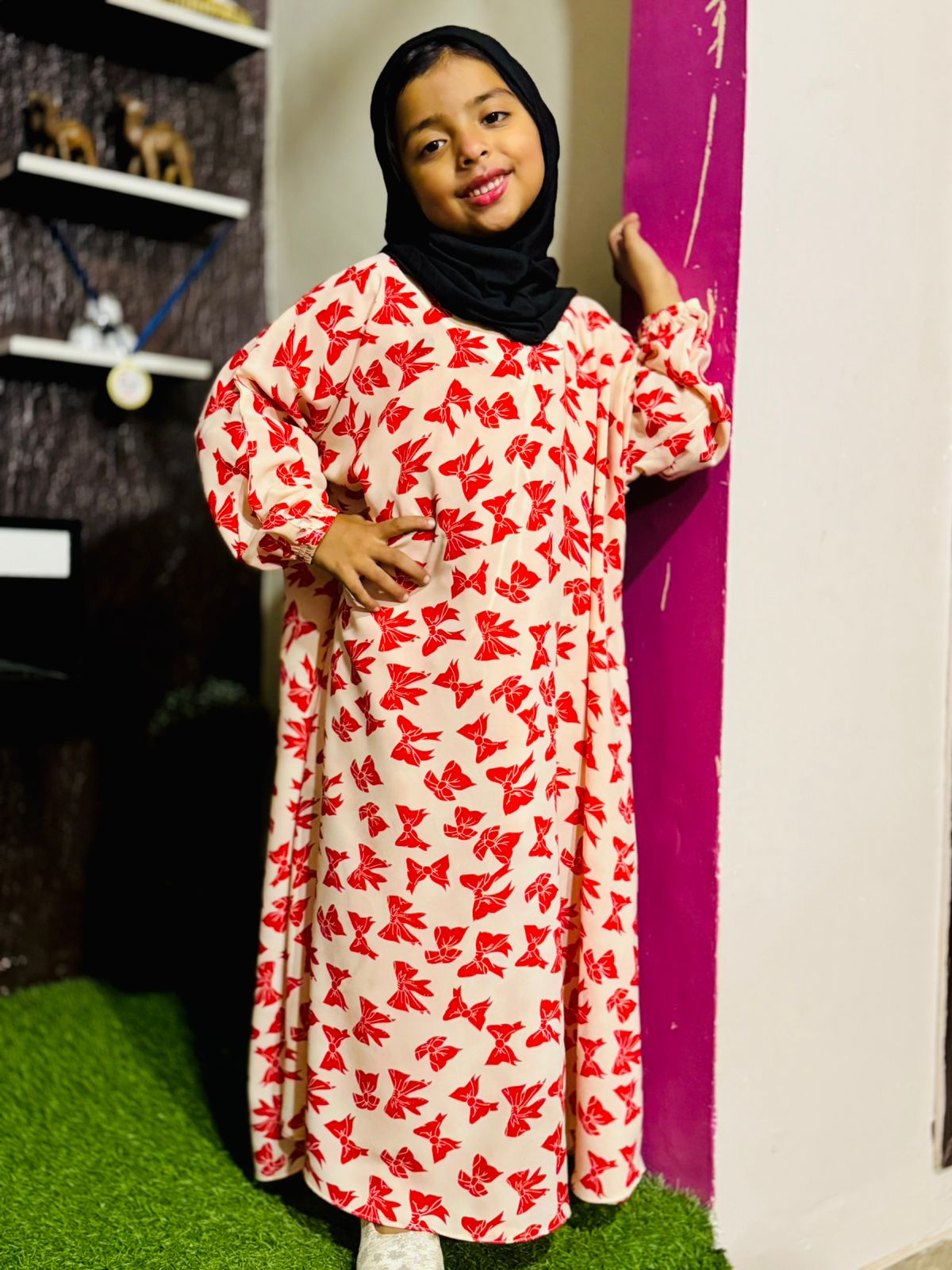 Kids Abaya MAXI Style - Maroon Pookies