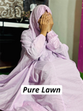 PURE LAWN NAMAZ CHADDAR WITH SLEEVES - PLAIN LIGHT PURPLE LARGE
