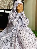 NAMAZ CHADDAR WITH SLEEVES N NIQAB- WHITE EMBER CHARCOAL FLORAL - LARGE