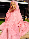 KIDS NAMAZ CHADDAR WITH FULL SLEEVES - STEM SOFT PINK 5 to 7 Years