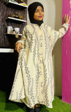 Kids Abaya Front Open Style - Floating Hearts