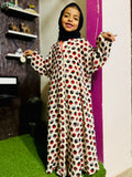 Kids Abaya Front Open Style - Sphere Black n Red