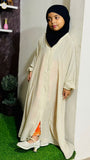 Kids Fashion Abaya Front Open Style - Spring Rain with Pleates